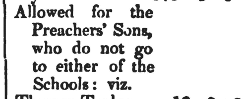 Sons of Wesleyan Methodist preachers
 (1813-1814)