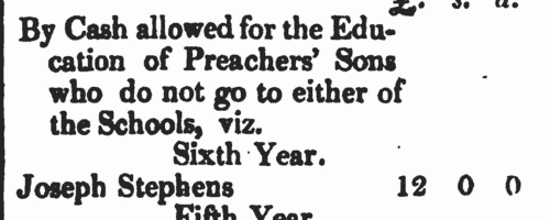 Sons of Wesleyan Methodist preachers
 (1817-1818)