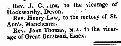 Anglican clergy in England and Wales
 (1822)