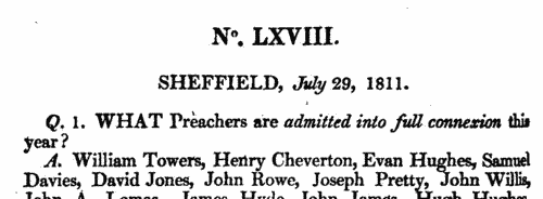 Wesleyan Methodist preachers
 (1811)