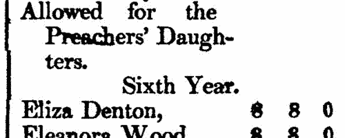 Daughters of Wesleyan Methodist preachers
 (1809-1810)