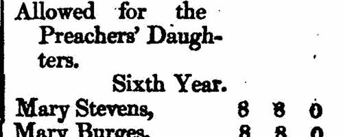 Daughters of Wesleyan Methodist preachers
 (1810-1811)