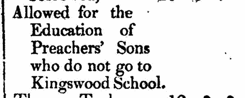 Sons of Wesleyan Methodist preachers
 (1809-1810)