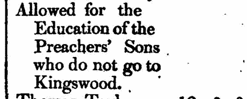Sons of Wesleyan Methodist preachers
 (1811-1812)