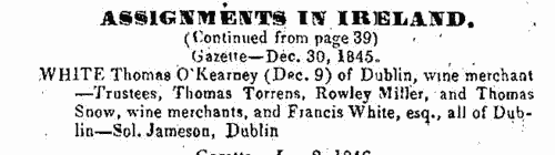 Assignments of bankrupts' estates in Ireland
 (1846)