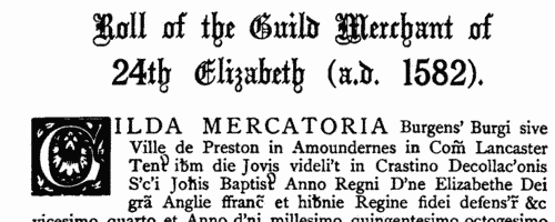 Burgesses of Preston, Lancashire, and other members of Preston guild merchant
 (1397-1682)