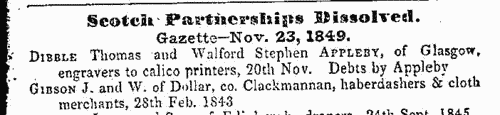 Scottish Partnerships Dissolved &c.
 (1850)