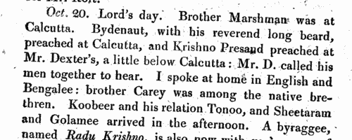 Baptists in Cork supporting Missionary Work in Bengal
 (1804-1805)