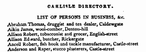 Waggoners to and from Carlisle
 (1811)
