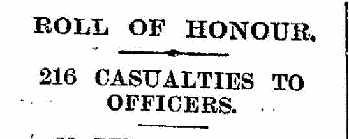Soldiers died of wounds: Royal Garrison Artillery
 (1916)