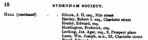 Members of the Sydenham Society in Bury St Edmunds
 (1846-1848)