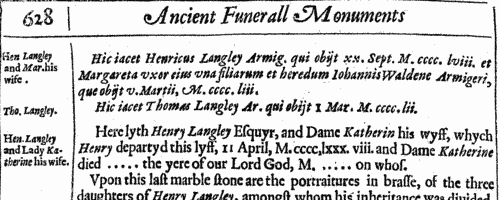 Ancient Funeral Monuments in London
 (1631)