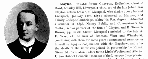Obituary of the Eminent in Liverpool and Birkenhead
 (1911)