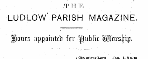 Ludlow Parish Magazine: Miss Howse fund
 (1891)