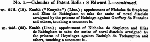 Patent Rolls: entries for Somerset
 (1279-1280)