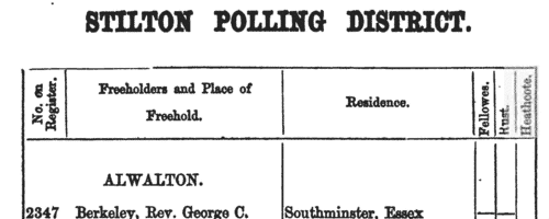 Voters for Holywell cum Needingworth
 (1857)