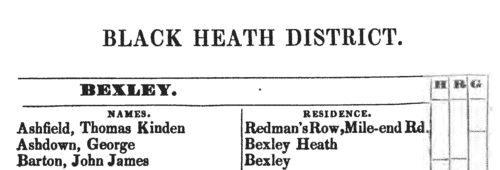 Electors in Ash next Ridley
 (1835)
