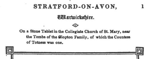 Gravestones of Servants: Hertfordshire
 (1815)