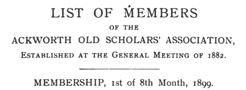 Ackworth Old Scholars: South Africa 
 (1898)