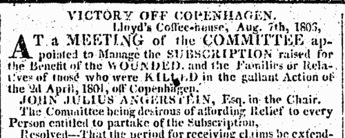 Sailors killed at the Battle of Copenhagen: H. M. S. Polyphemus
 (1804)