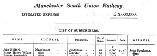 Manchester South Union Railway Shareholders
 (1837)