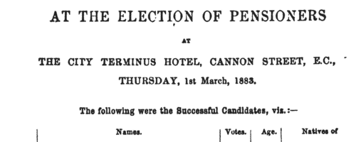 Pensions to Foreigners in Distress: Successful Candidates
 (1883)