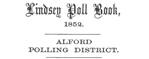 North Lincolnshire Voters: Alvingham
 (1852)