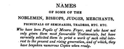 Subscribers to Willcolkes and Fryers' Arithmetic: Bankers
 (1843)