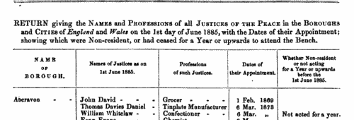 Justices of the Peace, Aberavon
 (1885)