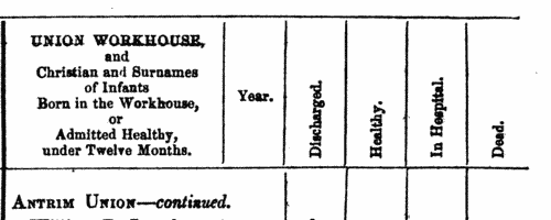 Infants in Athlone Workhouse: Roscommon and Westmeath
 (1872)