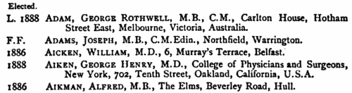 Fellows of the British Gynaecological Society
 (1891)