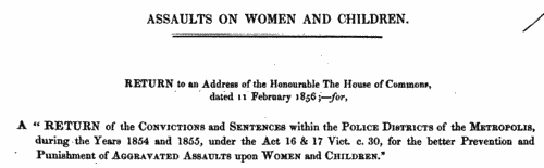 Assaults on Women and Children: Lambeth
 (1854)