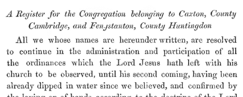 Baptists baptized at Caxton and Fenstanton (1645)
