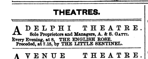 Actors at the Royal English Opera, Cambridge Circus, London (1891)