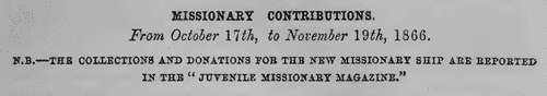 Haslington Missionary Contributions (1866)