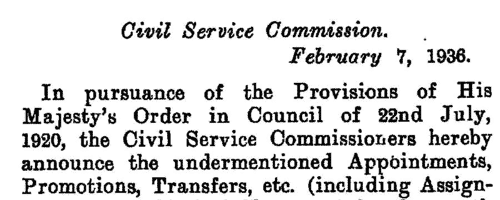 Appointments of Colonial Office and Dominions Office Staff (1936)