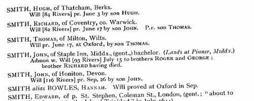 PCC Probates and Administrations
 (1645)