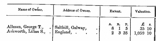 Freeholders in Galway town
 (1873-1875)