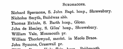 Clerks and Clergy in Herefordshire, Shropshire, Gloucestershire and Devon
 (1370-1375)