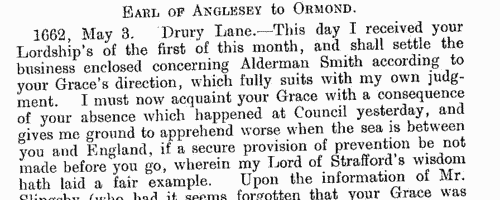 Letters and papers of James first duke of Ormond, Lord Deputy of Ireland
 (1660-1675)