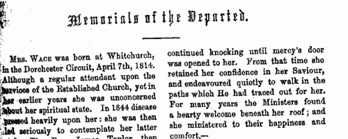 Memorials of dead Wesleyans
 (1860)