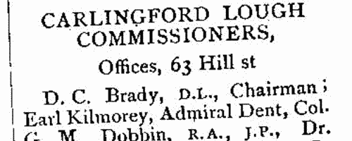 Inhabitants of Carryduff in county Down (1886)