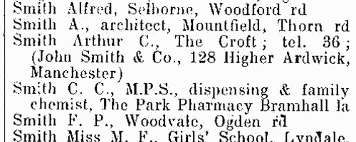 Inhabitants of Bramhall near Macclesfield in Cheshire
 (1910)