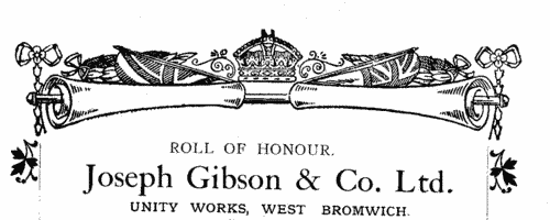 Workers from Joseph Gibson & Co Ltd of Unity Works, West Bromwich, who fought in the Great War
 (1919)