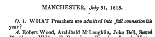 Wesleyan Methodist preachers
 (1815)