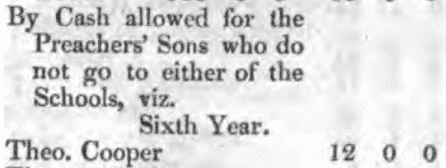 Sons of Wesleyan Methodist preachers
 (1816-1817)