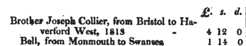 Wesleyan Methodist preachers' travel expenses
 (1813-1814)