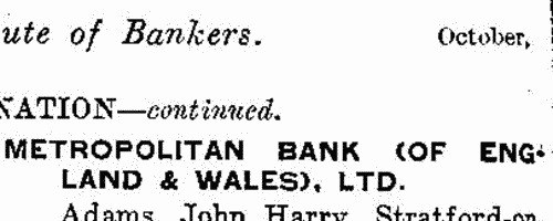 Outstanding students at the Manchester and Liverpool District Banking Company
 (1908)