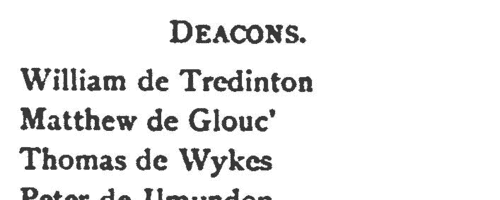 Clerks and Clergy in Worcestershire and southwest Warwickshire.
 (1268-1301)