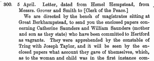 Hertfordshire Sessions
 (1699-1850)